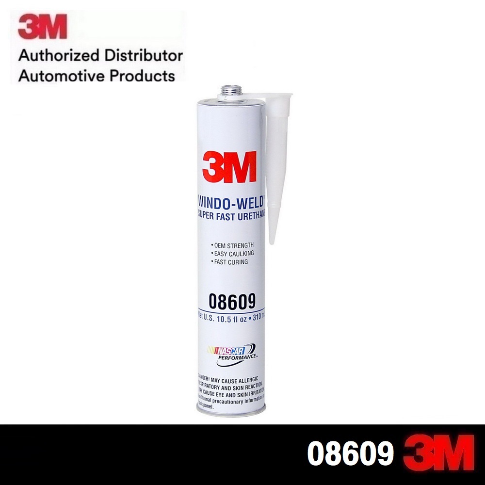 3M 08609 กาวติดกระจกรถ หลอดแข็งสีดำ Window-Weld Super Fast Urethane Black Cartridge - 10.5 fl oz.