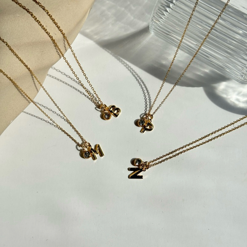 Alphabet Gem Necklace สร้อยคอตัวอักษร | @trophies.co