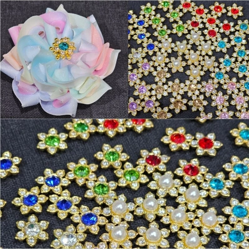 DP6 เพชรดอกไม้หลากหลายสี ขนาด11 มิล จำนวน 50 เม็ด สำหรับตกแต่งเหรียญโปรยทาน งานฝีมือต่างๆ