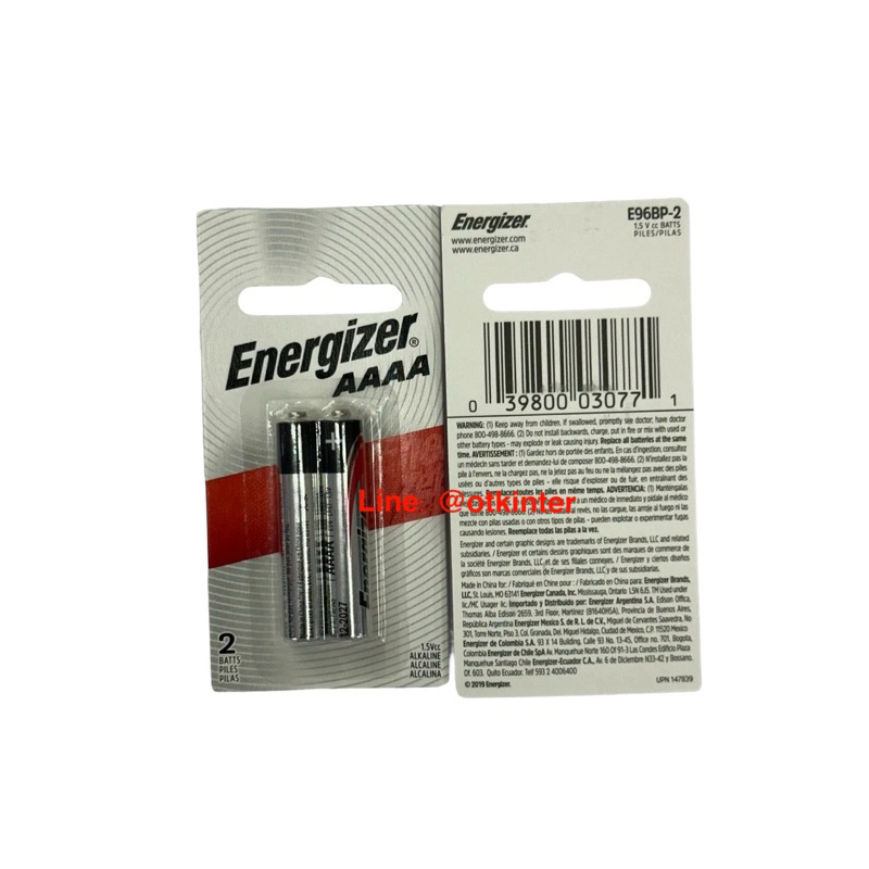 Energizer AAAA/E96 Lithium 1.5V แพค2ก้อน(ถ่านใส่ปากกาแทบเล็ต)