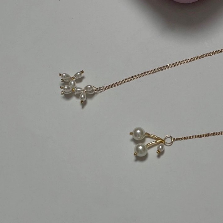 nice try studio - Cherry Necklace สร้อยคอไข่มุกรูปเชอร์รี่
