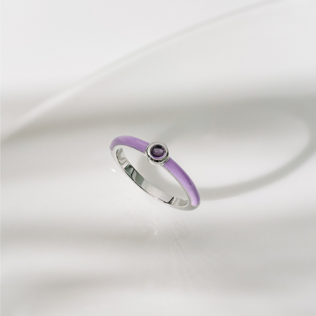 Ar-Kang Collection AKR572-577 แหวนเงินแท้ ประดับพลอยแท้ แต้มอีนาเมล Enamel (เงินแท้ 925 )