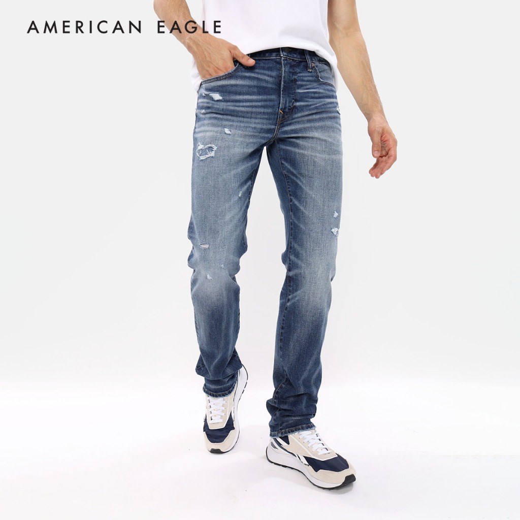 American Eagle AirFlex+ Temp Tech Patched Slim Straight Jean กางเกง ยีนส์ ผู้ชาย สลิม สเตรท (MSS 011-6487-958)
