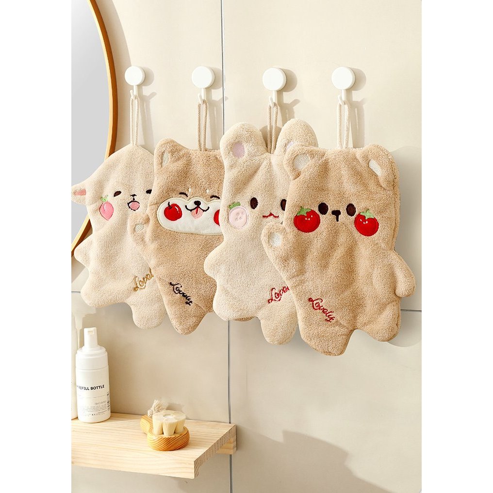 พร้อมส่ง !! ผ้าเช็ดมือแบบแขวน ลายการ์ตูนน่ารัก หนา นุ่ม ซับน้ำดี