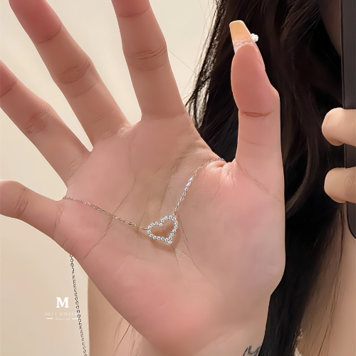 MEET💕พร้อมส่ง สร้อยเงิน Sweet love สร้อยเพชร สร้อยแฟชั่น สร้อยคอเงินแท้ สร้อยคอเกาหลี สร้อยคอเงิน