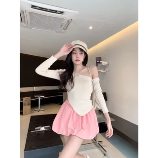 BY IRA(23202)🎉พร้อมส่ง🎉Ballon Skirt กระโปรงบอลลูน ทรงสวยมาก มีเชือกผูกเอวและซับในกางเกงขาสั้น(เฉพาะลายทางไม่มี)