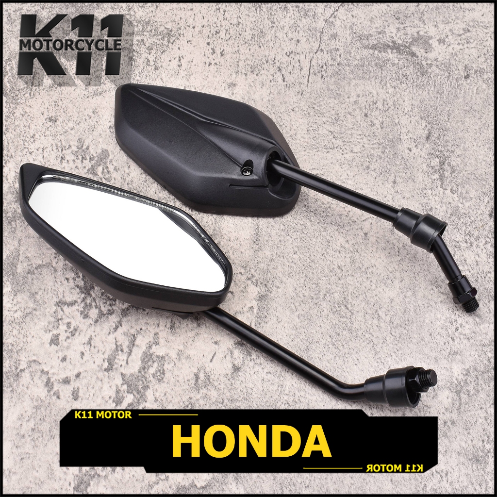 กระจก honda ทุกรุ่น เวฟ คลิก ดรีม กระจกหลัง เดิม เกลียวขวา 10มิล 5เหลี่ยม เลนส์ใส ขายต่อคู่