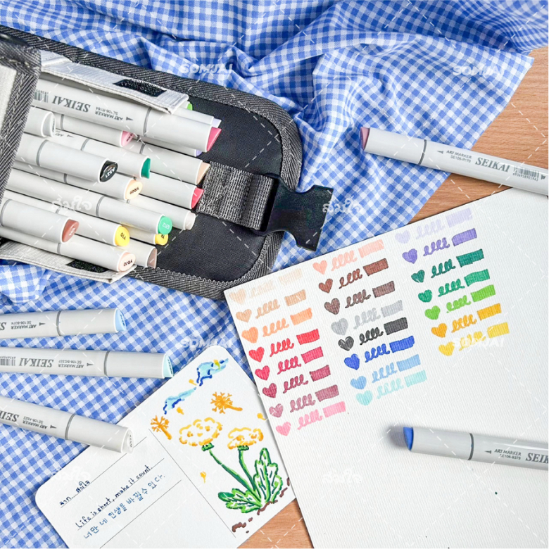 SEIKAI Art Marker ชุดปากกามาร์คเกอร์ 2 หัว พร้อมกระเป๋าสะพาย Germany Ink Technology SEIKAI COPIC Sketch Marker