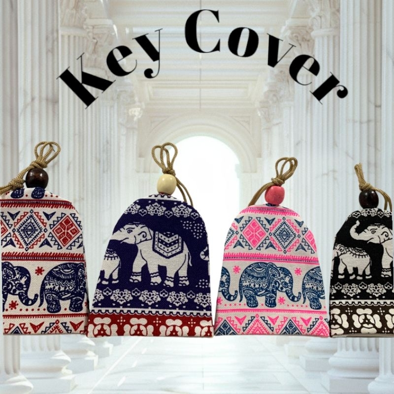 KeyCover ที่เก็บกุญแจ ทรงระฆัง ผ้าลายช้างคละสี ของฝาก ของแจก ของชำร่วยไทยๆ