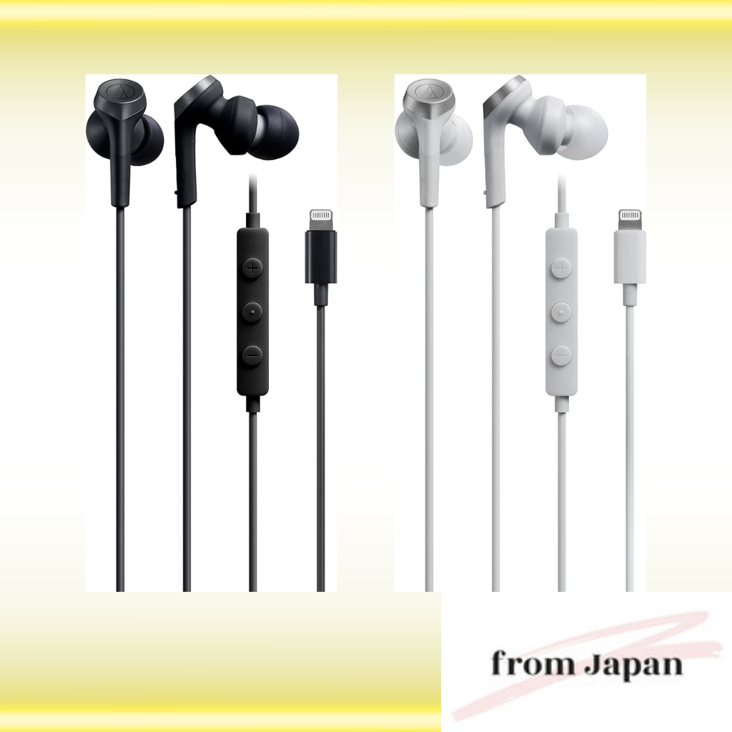 Audio-Technica Ath-Cks330Li Bk Wh หูฟังแบบมีสาย 1.2 เมตร Lightning พร้อมไมโครโฟน Bass สีดํา White