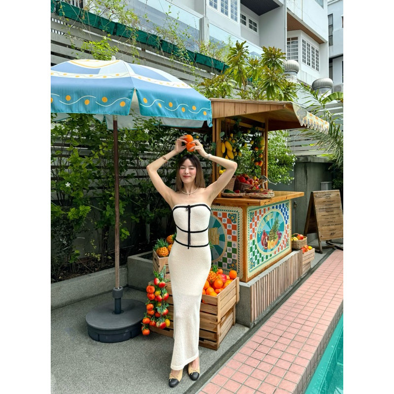 Lyn Dress เดรสผ้าknittingทอผูกโบว์