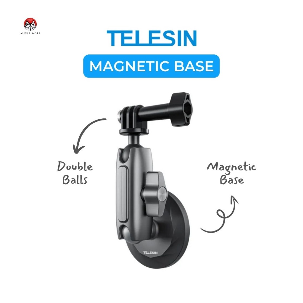 TELESIN Aluminum Alloy Magnetic Base for GoPro, DJI Osmo Action, Insta360 Action Cameras