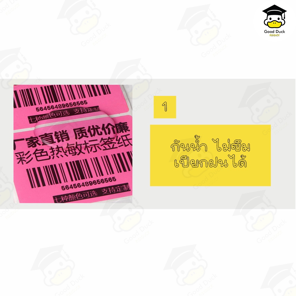สติ๊กเกอร์บาร์โค้ด สติ๊กเกอร์ความร้อนสี 50x30 60x40 mm Lable กระดาษความร้อนแบบสี เลเบล ไม่ใช้หมึก - รูปที่ 2