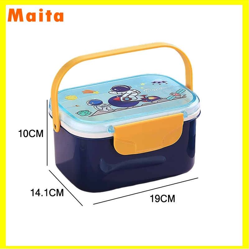 【สินค้าสปอต】กระปุกข้าว เด็ก กล่องข้าว 2 ชั้น น่ารัก ความจุขนาดใหญ่ ไมโครเวฟอุ่นได้ ที่จับ1600ML