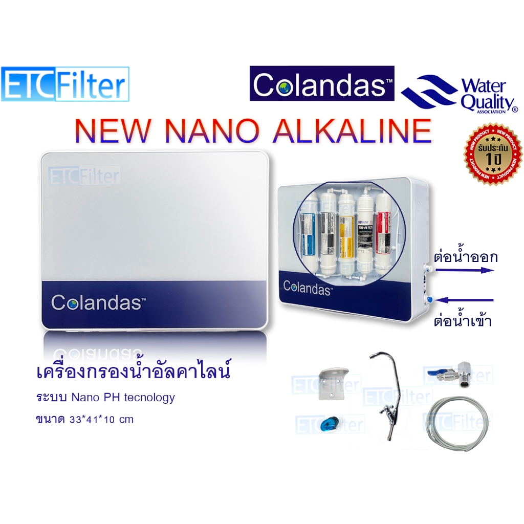 Colandas เครื่องกรองน้ำ Nano อัลคาไลน์  และ  UF 5 ขั้นตอน ติดตั้งง่าย ประกันเครื่อง 1 ปี ราคา ถูกที่สุด ดีลบีเคเค แกลเลอรีภาพที่ 2
