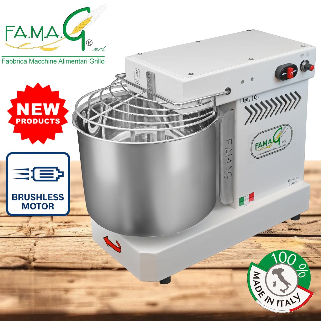 FAMAG เครื่องนวดแป้ง IM10/10V HH  NEW MODEL BRUSHLESS White Spiral Mixer Fixed head 10 speed and rev