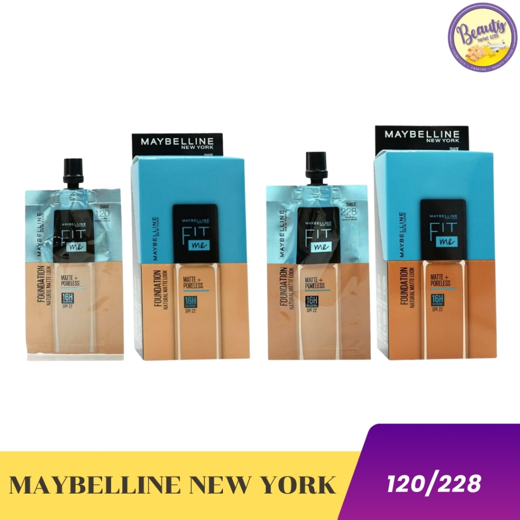 (1ซอง)เมย์เบลลีนฟิตมีรองพื้นแมทแอนด์พอร์เลสฟาวเดชั่นMAYBELLINE Fit me matteporeless foundation(1PCS)