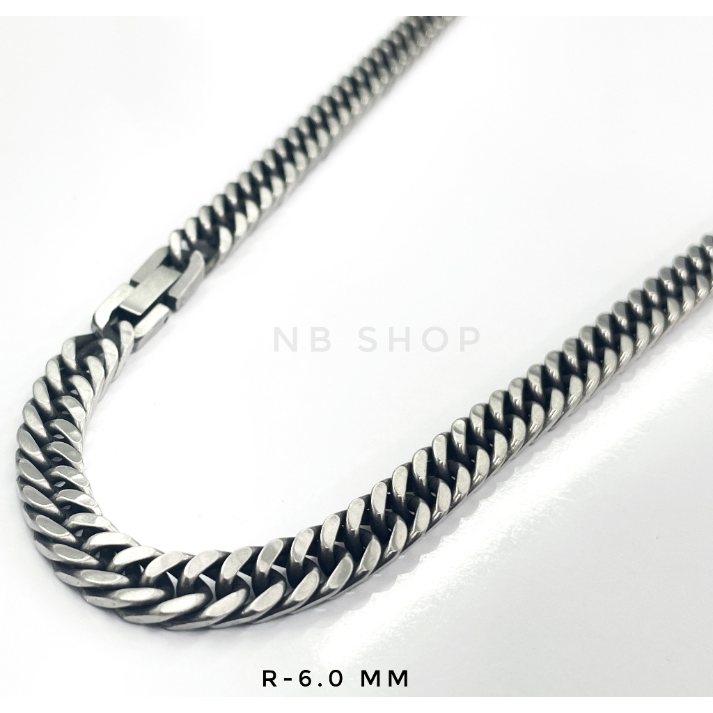R-804 สร้อยคอสแตนเลสรมดำ เลสปัดดำ กว้าง6mm ยาว18-24นิ้ว สร้อยคอสแตนเลส  เลสคอ สแตนเลสแท้ งานเกรดพรีเมี่ยม ไม่ลอก100%