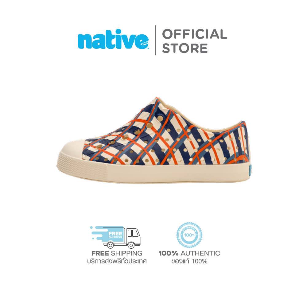 Native รองเท้ากันน้ำเด็กโต EVA รุ่น Jefferson Print Bone White / Bone White / Regatta Check