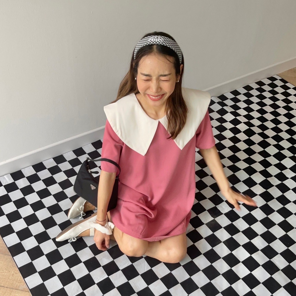 CHAWY Cutie pink minidress C4573 มินิเดรสสั้นสีชมพู เดรสสั้นชมพู