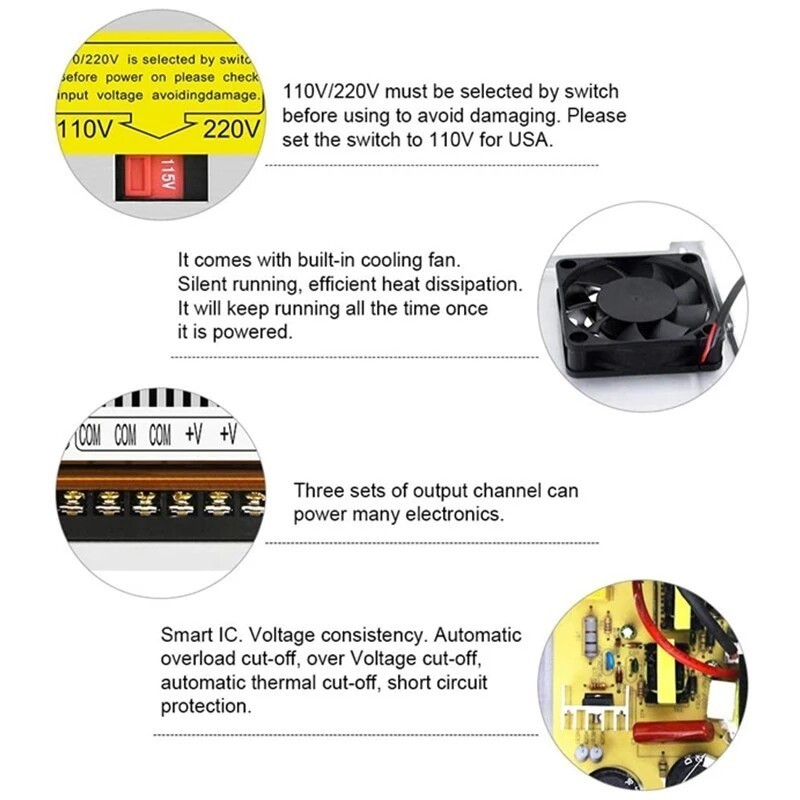 【COD】TECHNOLOGY TOOL DC สวิทชิ่งเพาเวอร์ซัพพลาย เวอร์ซัพพลาย 60W/400W Switching Power Supply 12V/หม้อแปลง (กันฝน)
