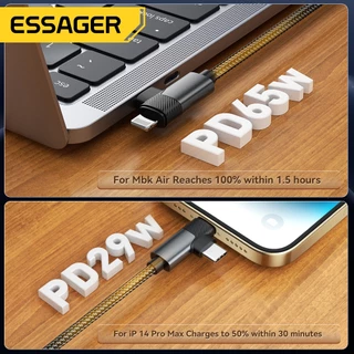 Essager สายชาร์จ PD65W Max 2-in-1 Type C to Type C+L พร้อมกระแสไฟชาร์จเร็ว for ip