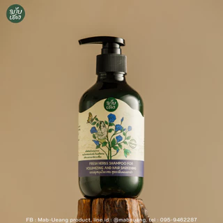 แชมพูสมุนไพรสด สูตรเพิ่มผมดกดำ แชมพูลดผมหงอก (FRESH HERBS SHAMPOO FOR HAIR DARKENING) มาบเอื้อง