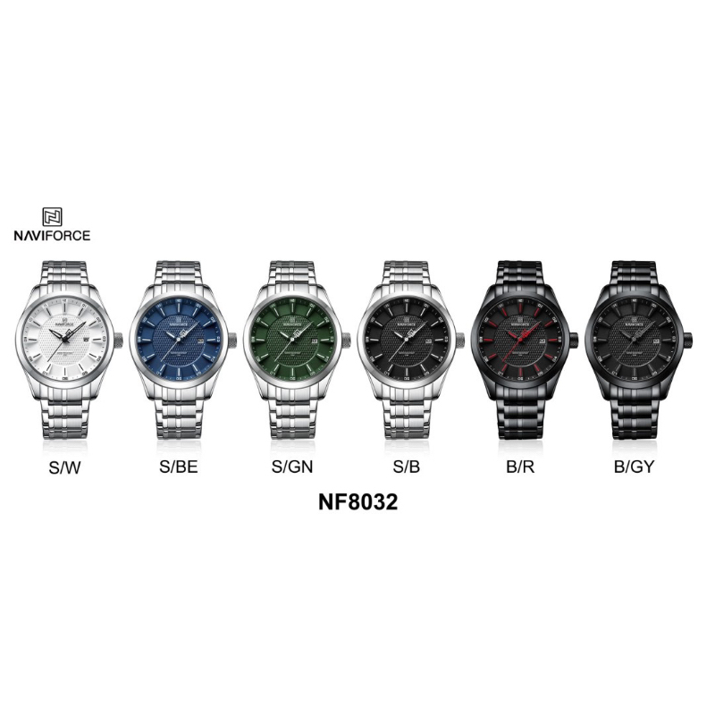 Naviforce NF8032 สายสแตนเลสสติล หน้าปัด44MM กันน้ำ30M ของแท้100% ประกันศูนย์ไทย1ปี #นาฬิกาข้อมือผู้ชาย