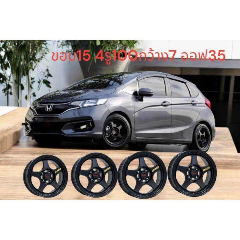 ล้อแม็ก SPOON ขอบ15 4รู100 กว้าง7นิ้วออฟเซต35  งาน SPO TORQ สีดำด้าน(รวมทั้งหมด4ล้อ)มีบริการเก็บเงิน