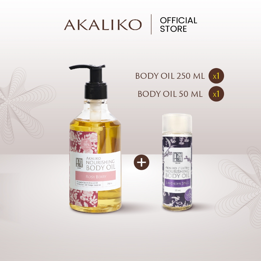 AKALIKO Set Body Oil 250 ml + 50 ml อะกาลิโก เซ็ตบอดี้ออยล์ เพื่อผิวแห้ง แห้งมาก ไม่เหนียว ซึมผิว เติมความชุ่มชื่น