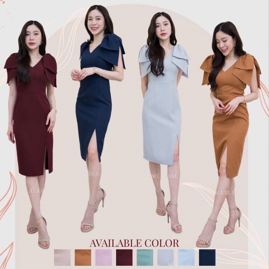 ชุดเดรสไปงานแต่ง ชุดออกงาน ชุดเพื่อนเจ้าสาว K.Kloset – KK233 ► ผ้ามอสเครป ► พร้อมส่ง! กดเลือกสีและไซส์ได้เลยค่ะ