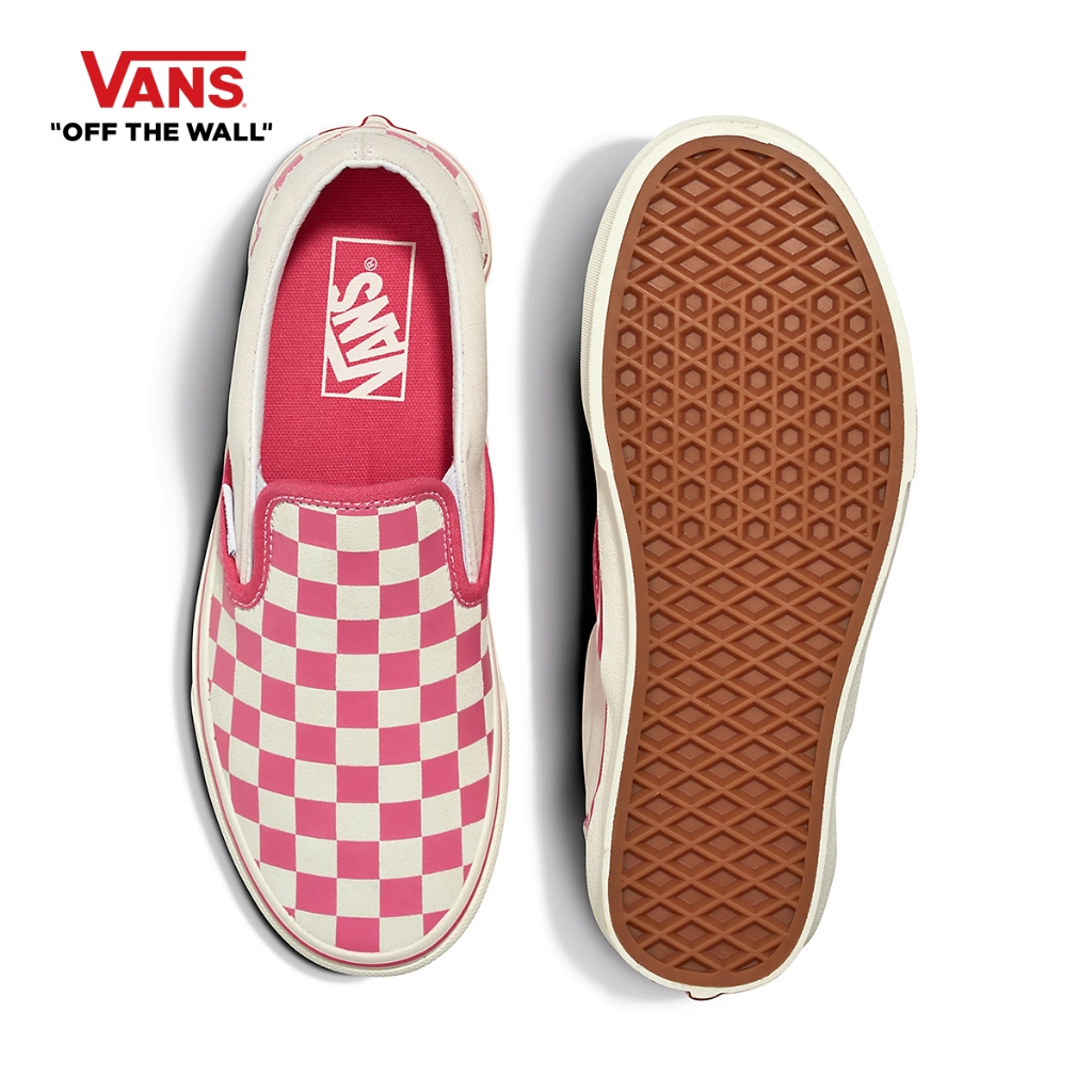 VANS CLASSIC SLIP-ON - CHECKERBOARD PINK/TRUE WHITE รองเท้าผ้าใบ หญิง ชาย