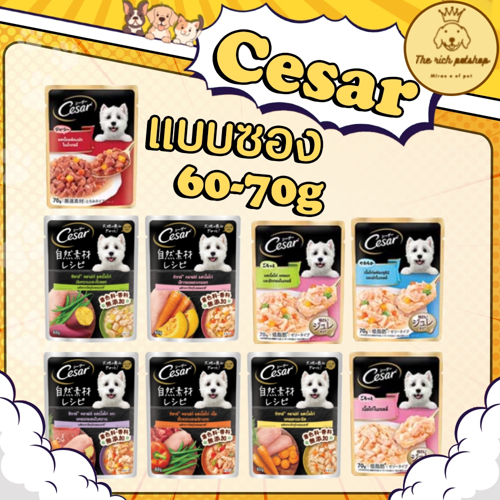 (ซอง) Cesar ซีซาร์ อาหารสุนัขเปียกแบบซอง 60-70g💋ส่งเมื่อซื้อเกิน 100บาท (ไม่รวมค่าส่ง) 💋