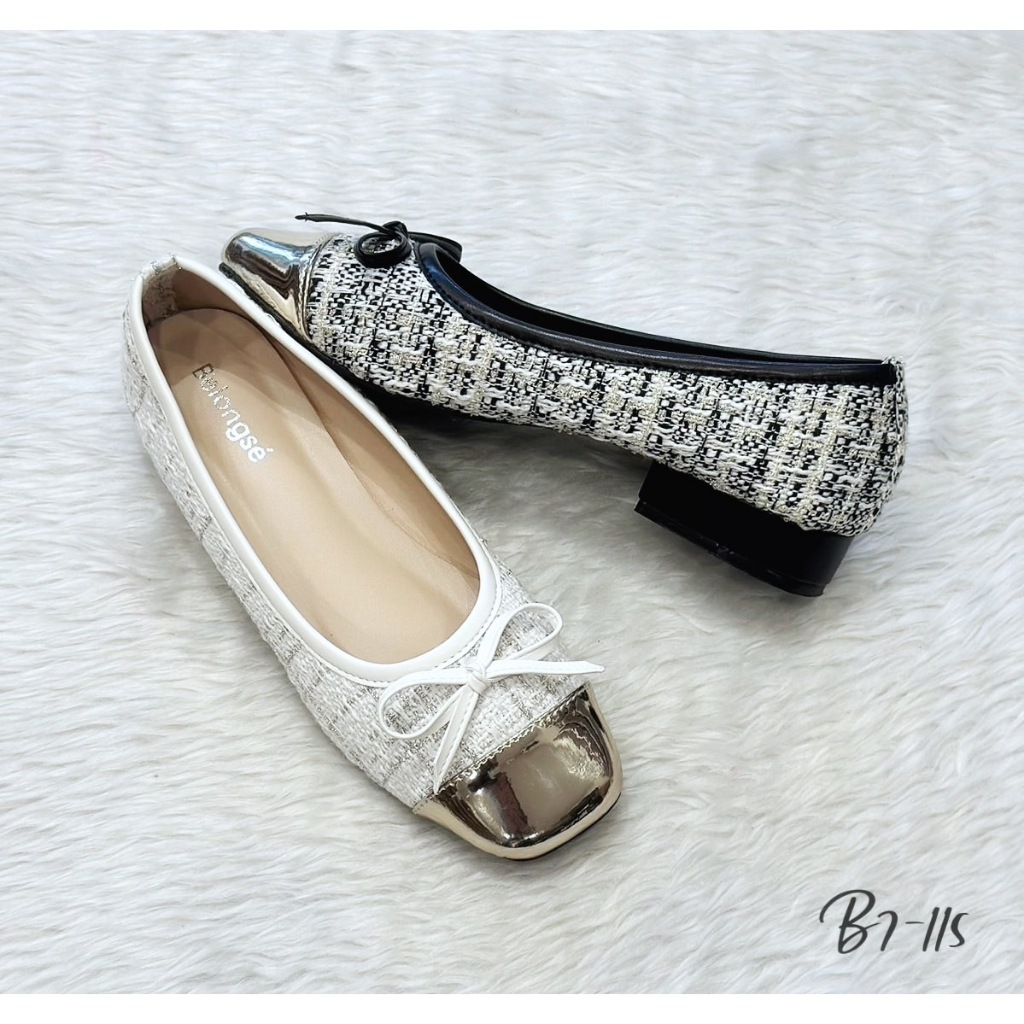 สินค้ามาใหม่ Belongse' รองเท้าคัทชูผ้าทวิต รุ่น B7-115 ไซส์ 36-40 (พร้อมกล่องทุกคู่)