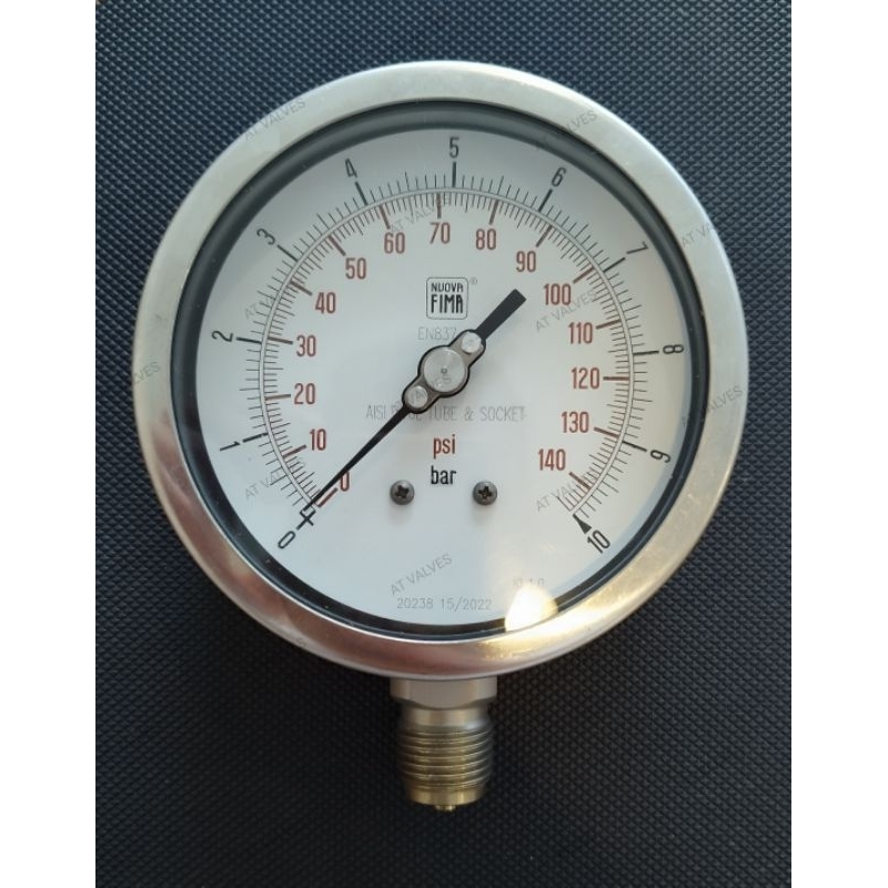 NUOVAFIMA pressure gauge Dial 4" Bottom 316L G1/2" 0-10Bar