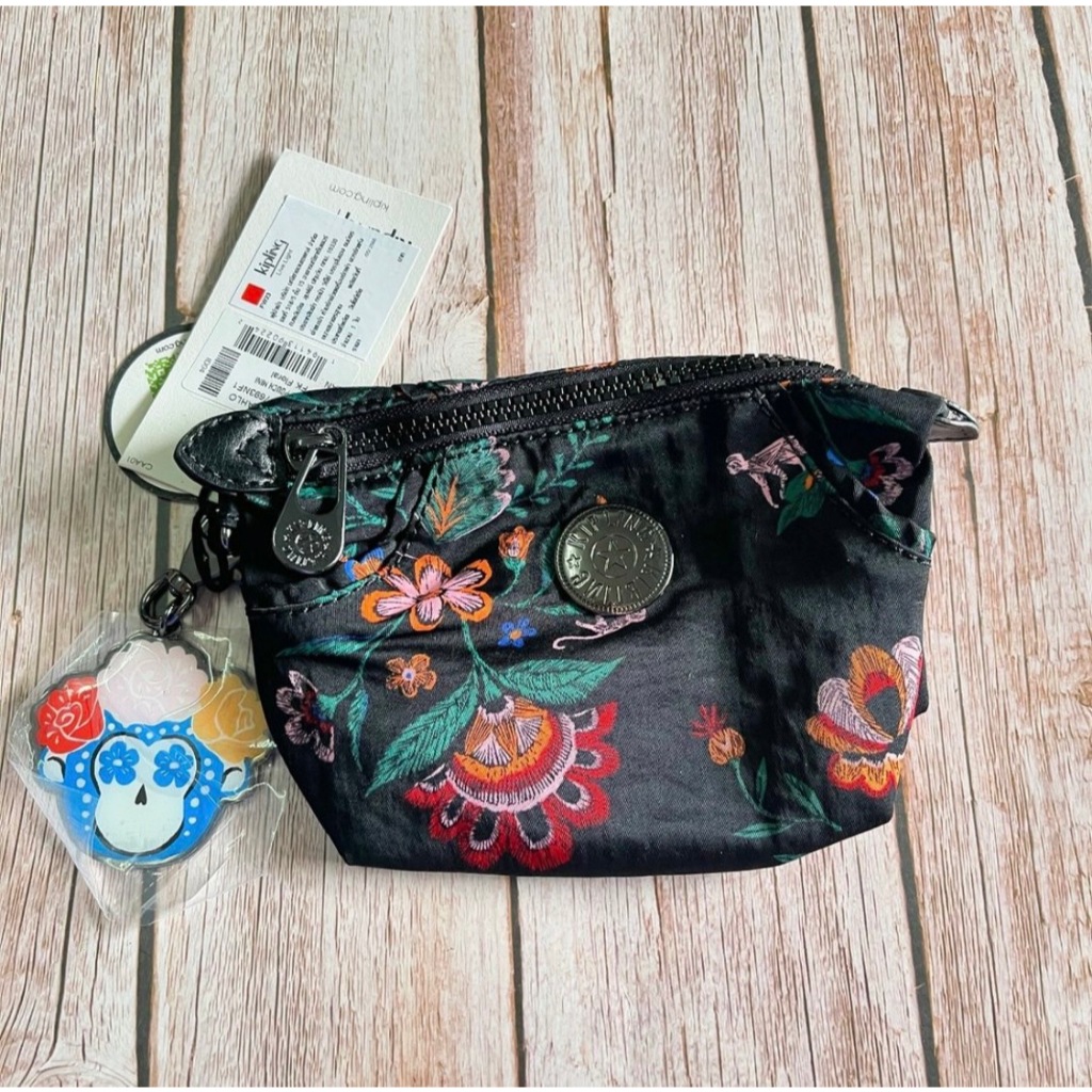 Kipling Art Pouch Mini กระเป๋าใส่ของ กระเป๋าเครื่องสำอาง พร้อมพวงกุญแจลิงเหล็ก