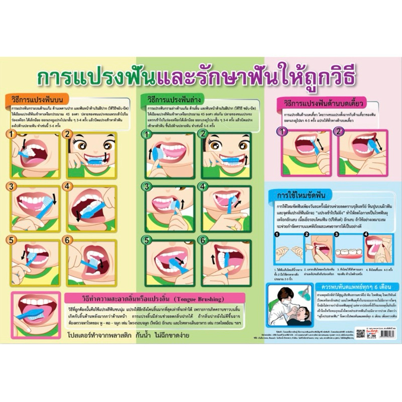โปสเตอร์ความรู้ การแปรงและรักษาฟันให้ถูกวิธี EP- 283 ขนาด 50*70 ซม/บรรจุ:1เเผ่น