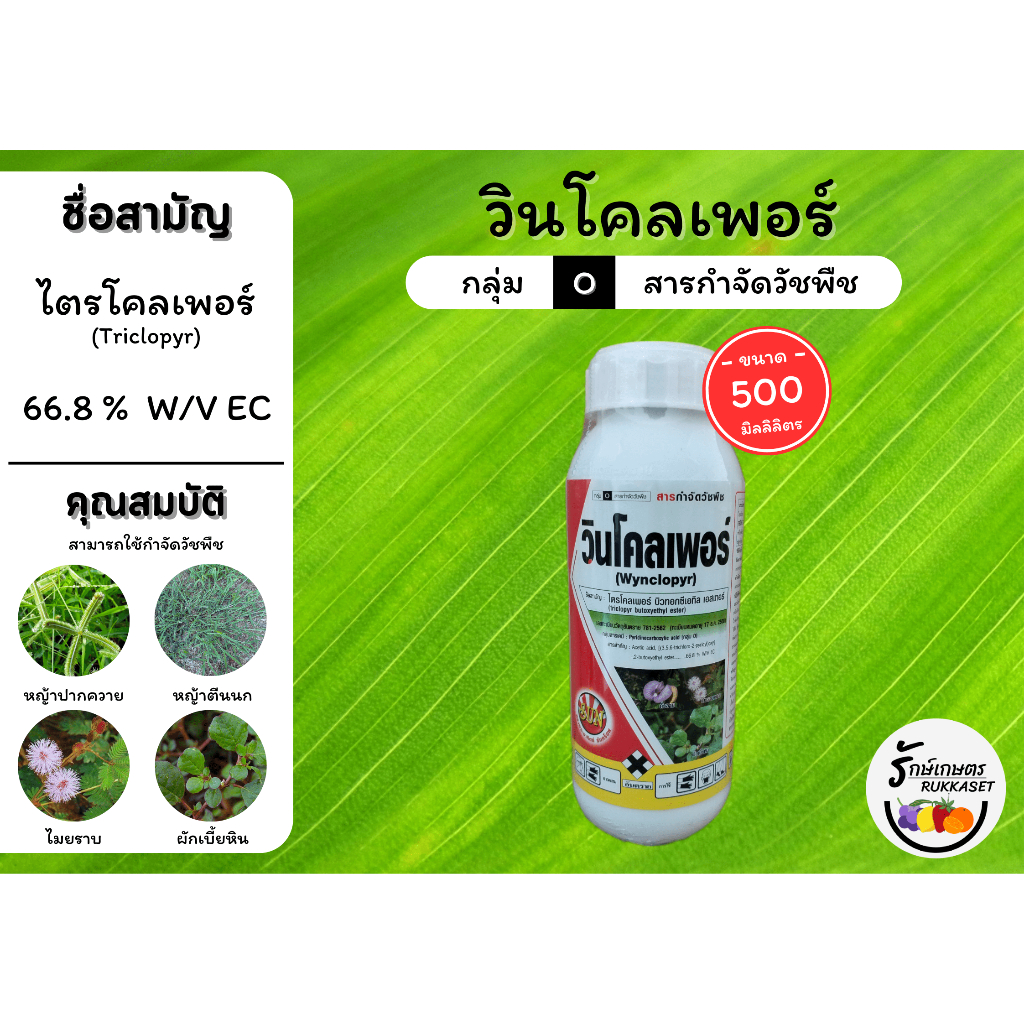 วินโคลเพอร์ (ไตรโคลเพอร์ 66.8% W/V EC) ยาฆ่าตอไม้ สารกำจัดวัชพืชใบกว้าง เถาเลื้อย และ กก (ขนาด 500 ม