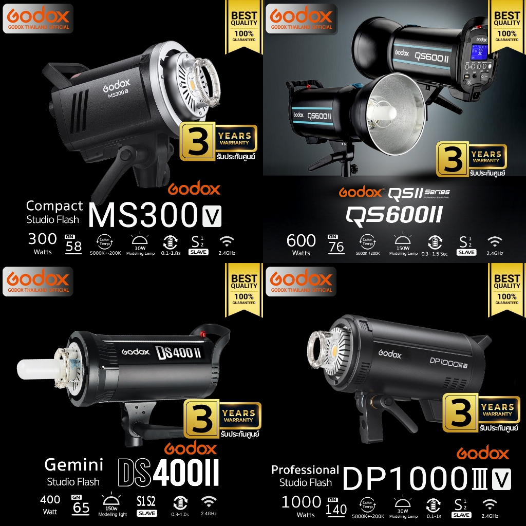 Godox Flash Manual - Bowen Mount -( DP-IIIV, DS-II, MS-V, QS-II, SK-IIV Series ) - รับประกันศูนย์ Godox Thailand 3ปี