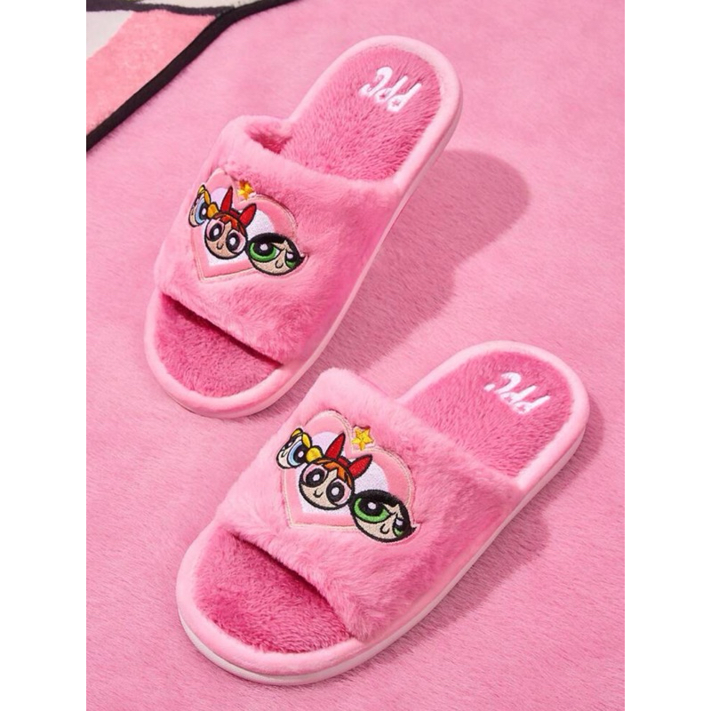 พร้อมส่ง❤️‍🔥 THE POWERPUFF GIRLSแท้💯% รองเท้าใส่ในบ้าน ปักลาย ลิขสิทธิ์แท้จาก SHEIN X