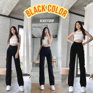Acasey กางเกงยีนส์ขายาวผู้หญิง ขากระบอก เอวสูง ผ้ายืดนิ่ม ทรงสวยมาก ถุงซิบ XOXO & CHU 5kgCollection