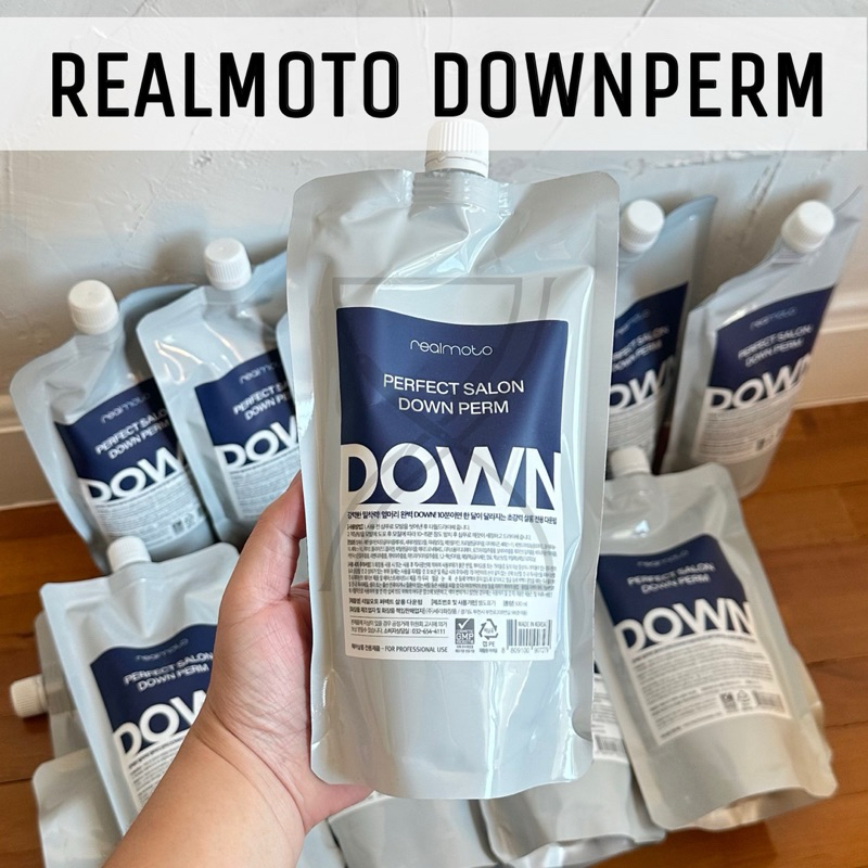 (พร้อมส่ง/ของเกาหลีแท้ราคาถูกที่สุด) Realmoto Perfect Salon Down Perm ขั้นตอนเดียว น้ำยาดาว์นเพิร์มตรง ดัดผมชาย ยืดผมชาย