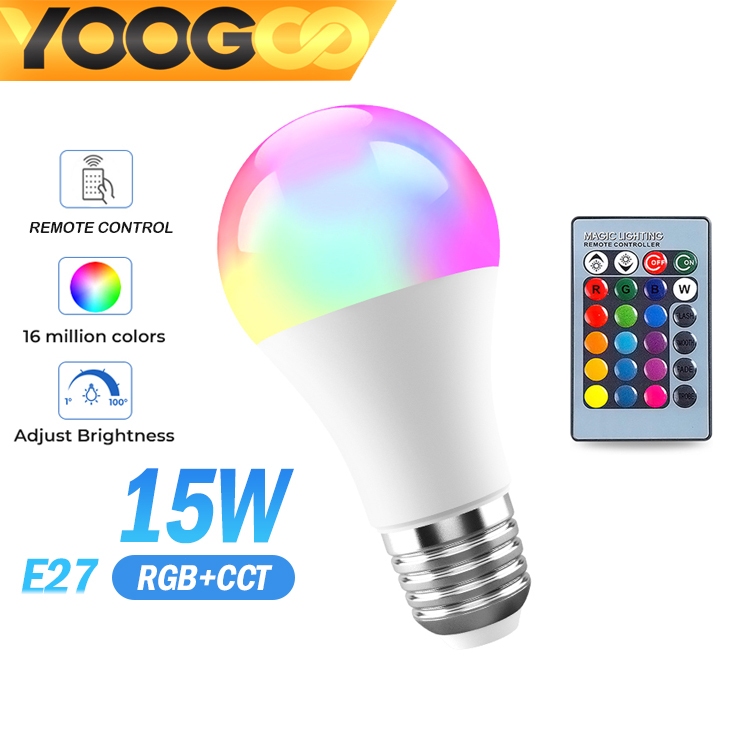 หลอดไฟอัจฉริยะ LED E27 Bulb RGB 3/10/15W หลอดไฟเปลียนสี ไฟตกแต่ง ประหยัดไฟ เปลี่ยนได้16สี