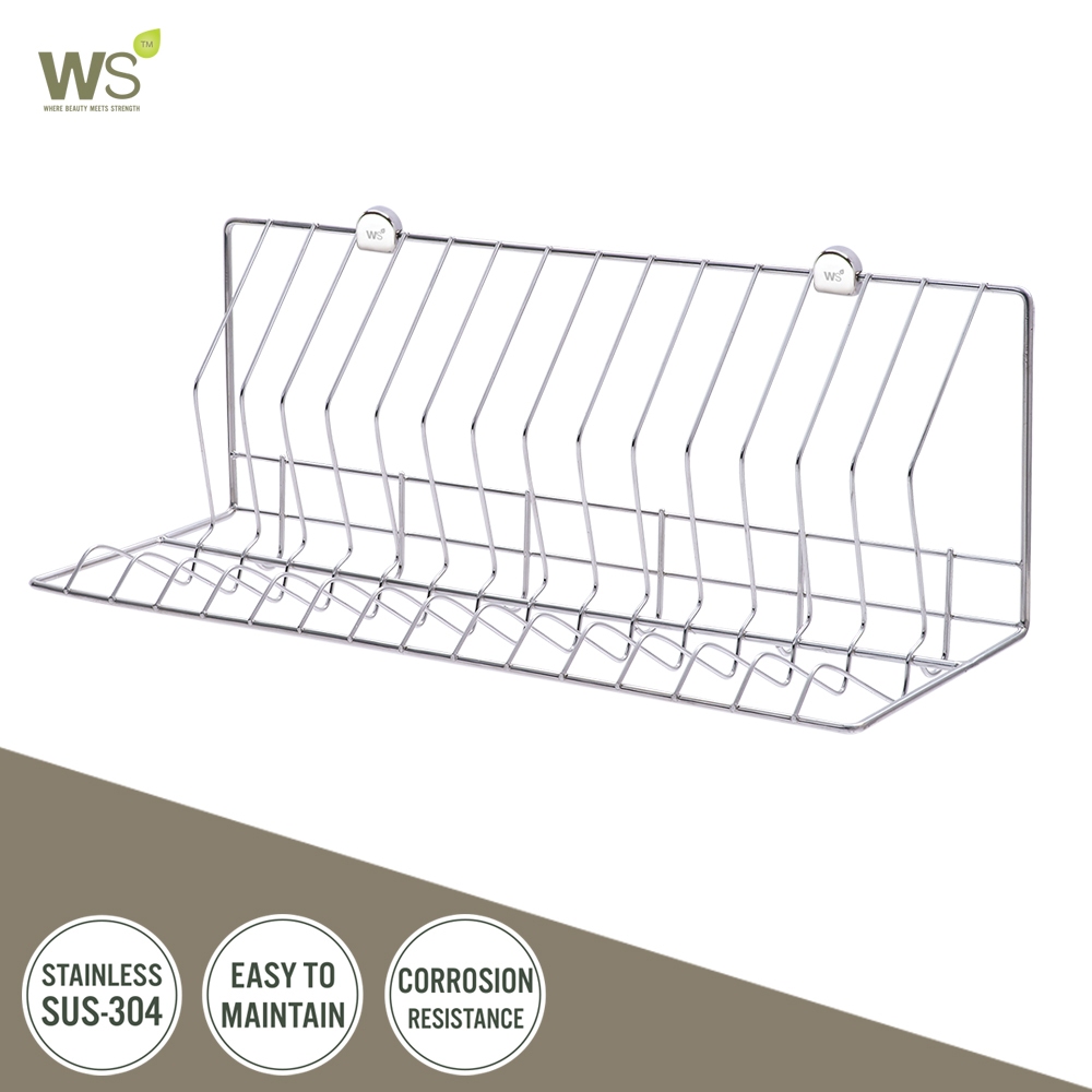 WS ตะแกรงวางจาน สแตนเลส304 ชั้นวางจาน ติดผนัง WR-4001-60