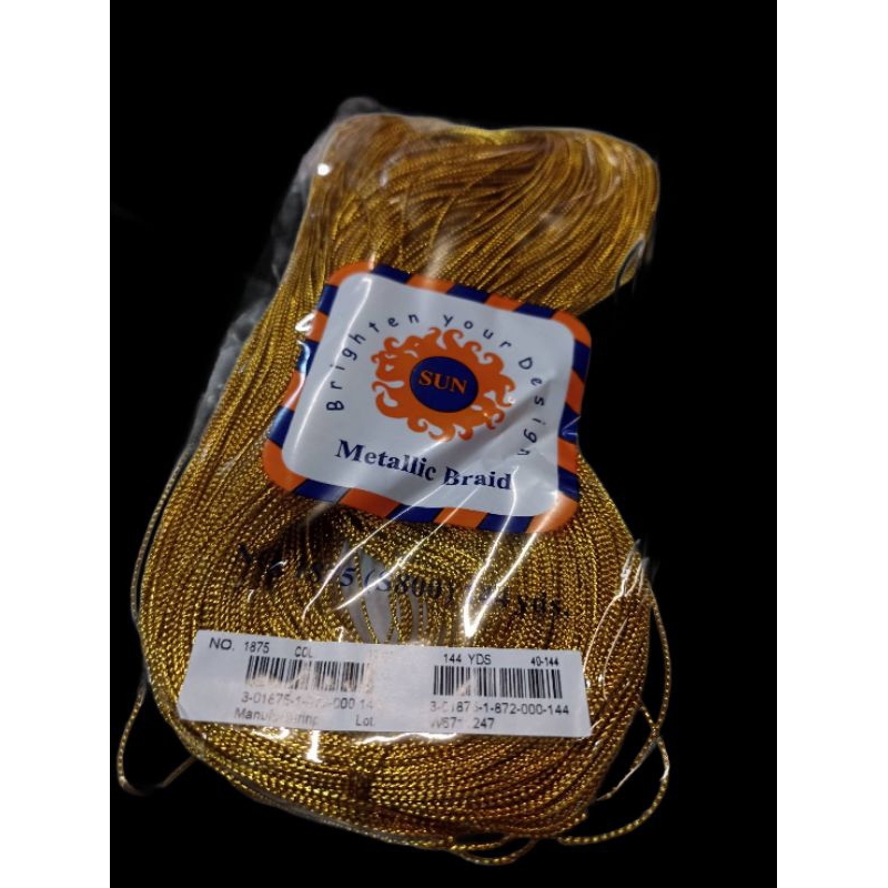 เชือก ยาว 144 หลา Metallic Braid ดิ้นเชือก No 1875 เส้นบางขนาด 0.1 CM