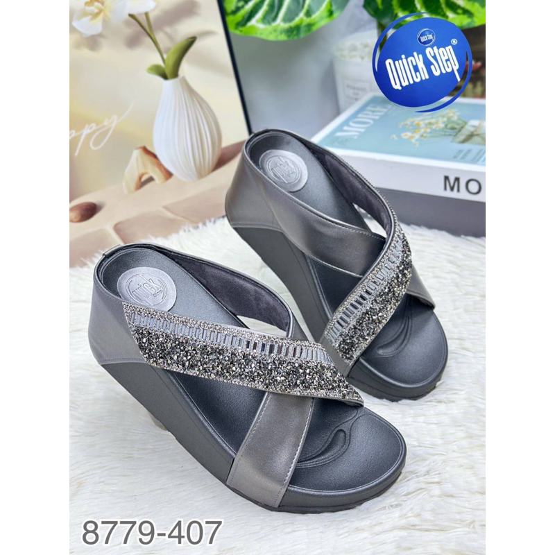 🌈8779-407🌈รองเท้าเพื่อสุขภาพQuick stepแท้พื้นนิ่มใส่สบายเท้าสูง2.5นิ้ว🎉🎉