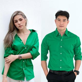 takayay brand เสื้อเชิ้ต สีเขียวพื้น 36-54 นิ้ว เสื้อเชิ้ตสี…