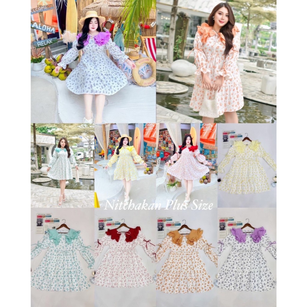 มินิเดรสคอบัวแต่งระบาย 2 ชั้น สวยมากๆ เพิ่มความน่ารักแบบจัดเต็ม plussize สาวอวบ ไซส์ใหญ่ เสื้อผ้าสาวอวบอ้วน พลัสไซส์ NP