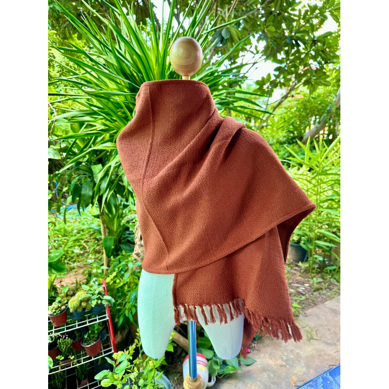 💥ผ้าคลุมไหล่ถวายพระสงฆ์💥(สีพระราชนิยม) ผ้าฝ้ายทอมือ ยกดอกลายลูกแล้ว จ.กาฬสินธุ์ 48x200 ซม.