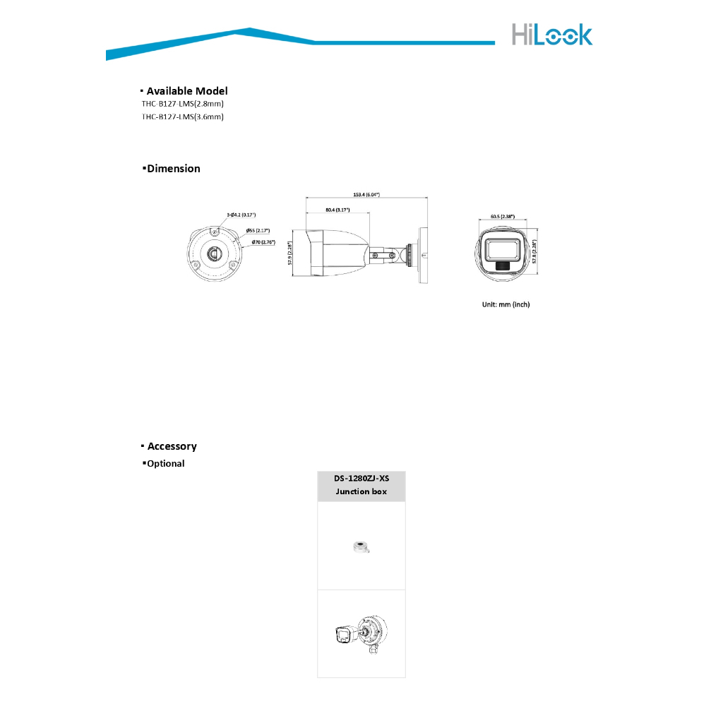 HiLook กล้องวงจรปิด 2MP มีไมค์ในตัว Smart Hybrid Light รุ่น THC-B127-LMS รุ่นใหม่มาแทน THC-B127-MS